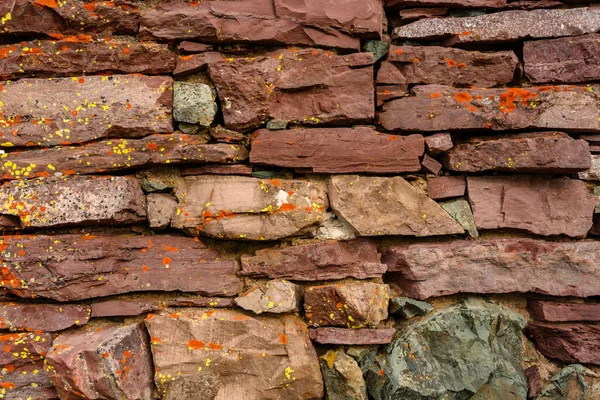 Lichen Ladrillos Pared Piedra —  Fotos de Stock