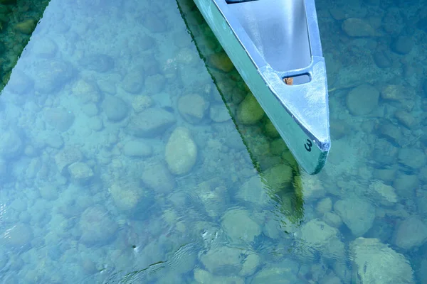 Número Canoa Fondo Rocoso Clear Jenny Lake —  Fotos de Stock