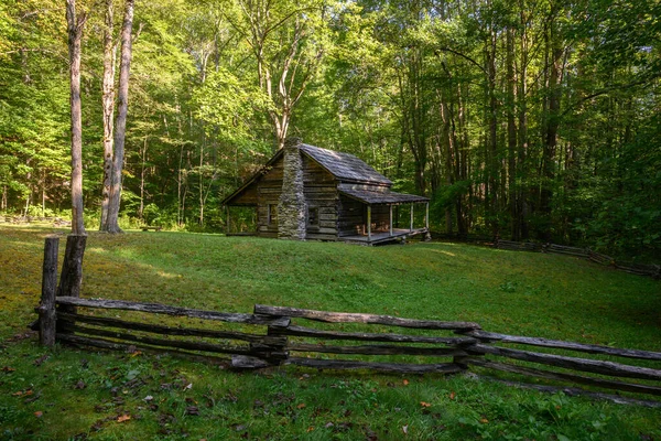 Dumanlı Dağlardaki Küçük Cataloochee 'de Log Cabin