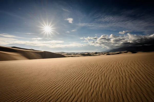 Sun Burst Rippled Dune Great Sand Dunes — Stock fotografie