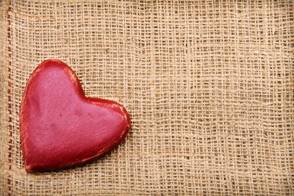 Red Heart Burlap — Stock Photo, Image