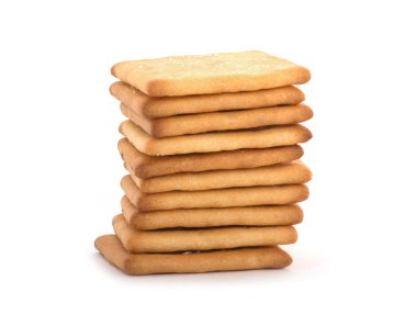 Kare krakerler beyaz arkaplanda izole.