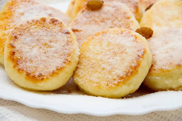 Panquecas Queijo Doces Uma Chapa — Fotografia de Stock