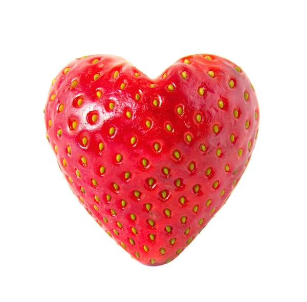 Strawberry heart isolated on white. — Stock Photo, Image