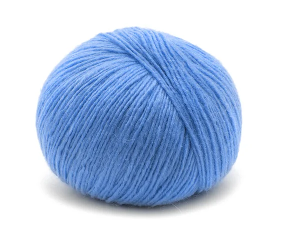 Blue Yarn Ball Sur Fond Blanc — Photo