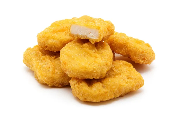 Nuggets Pollo Frito Aislados Blanco —  Fotos de Stock