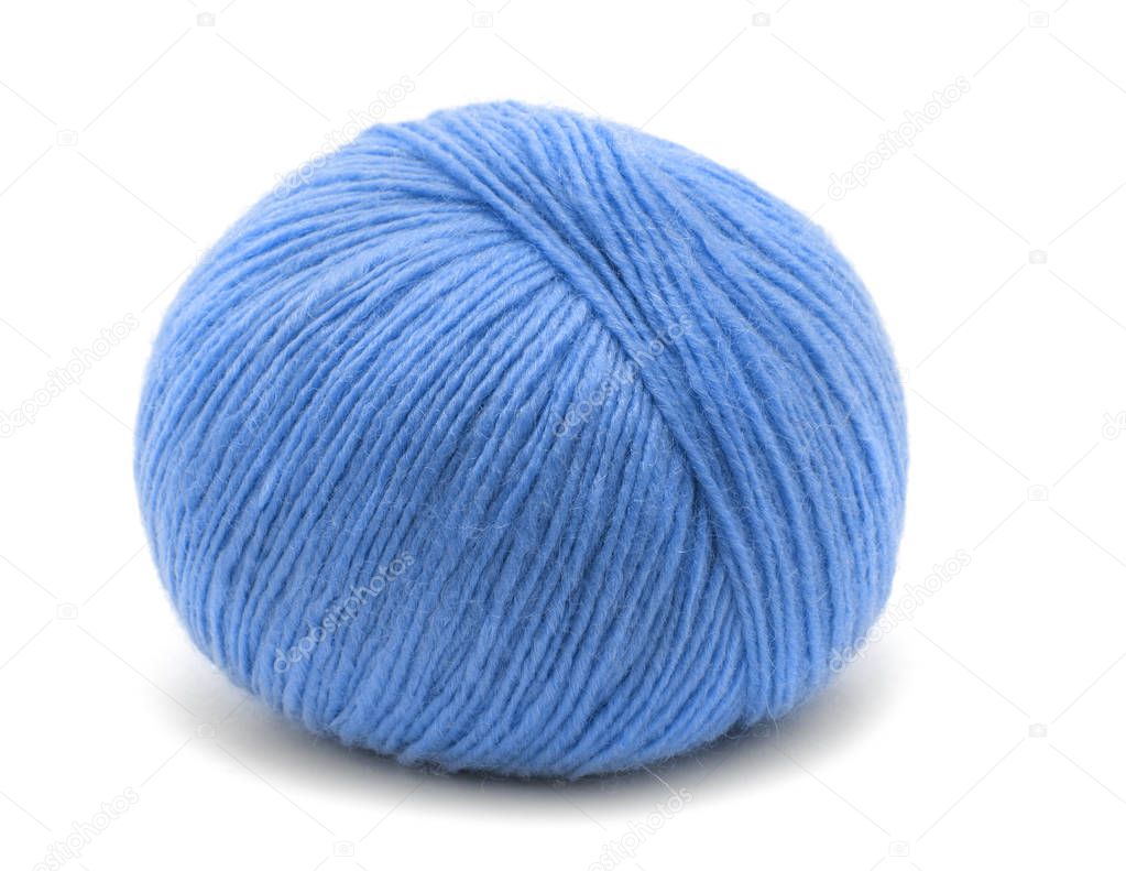 Blue Yarn Ball on white background