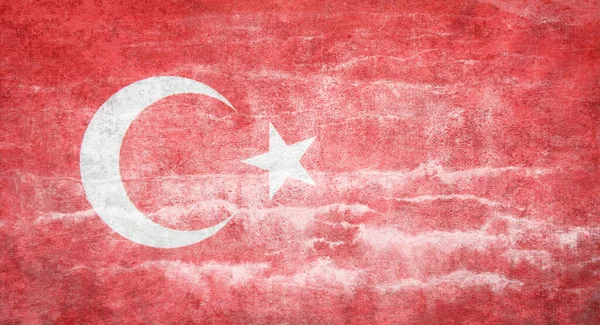土耳其发牢骚旗 土黄色的土耳其国旗 有粗硬的质地 — 图库照片