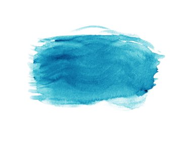 Beyaz arkaplanda soyut mavi suluboya.