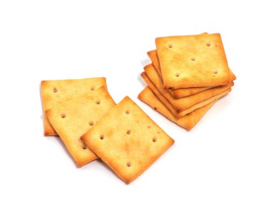 Kare krakerler beyaz arkaplanda izole.