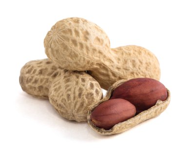 Beyaz arka planda kurumuş fıstık..