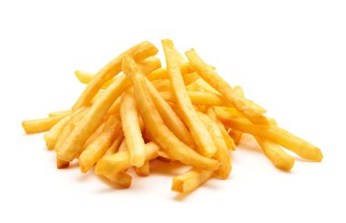 İzole edilmiş beyaz arkaplanda patates kızartması