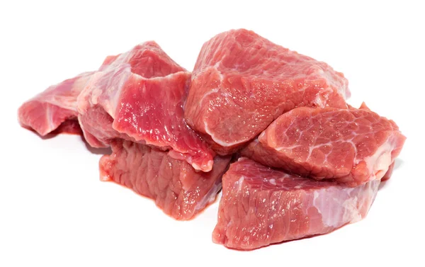 Rohes Fleisch Isoliert Auf Weiß — Stockfoto