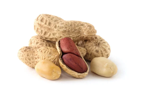 Getrocknete Erdnüsse Auf Weißem Hintergrund — Stockfoto