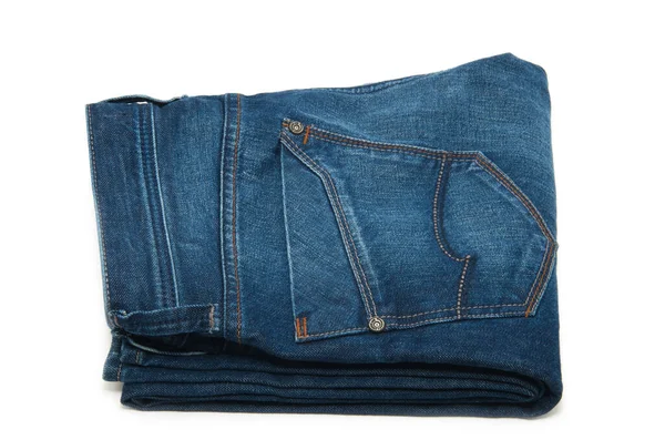 Paar Blauwe Jeans Een Witte Achtergrond — Stockfoto