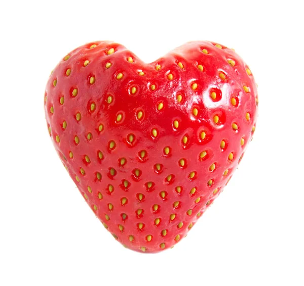 Strawberry Heart Isolated White — Stock Photo, Image