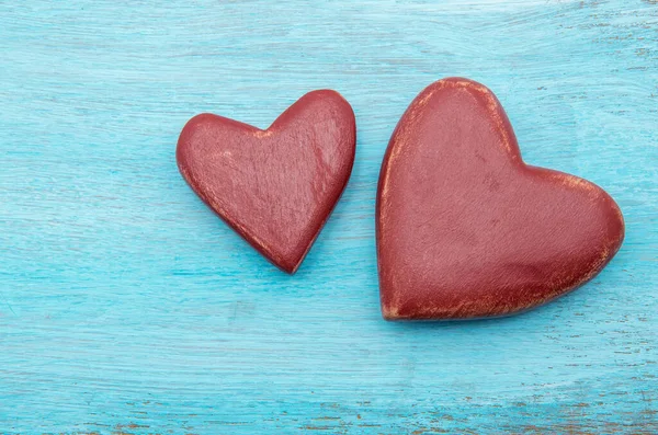 Heart Old Shabby Blue Wooden Background — Stock Photo, Image