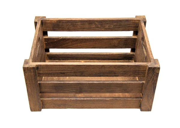 Dřevěná Krabice Izolované Bílém Pozadí — Stock fotografie
