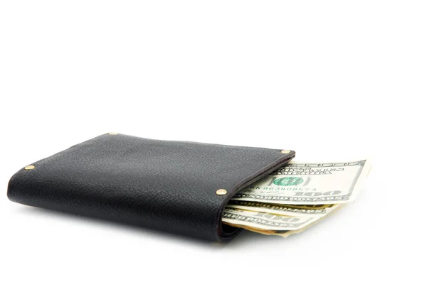 白い背景に隔離されたお金 の財布 — ストック写真