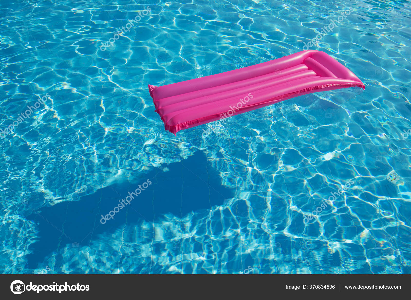Pink Inflatable Mattress Floating Water Surface Stock Photo by