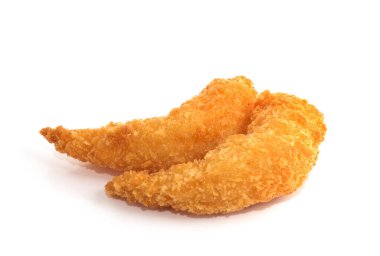 Kızarmış karidesler beyazda izole edilmiş.