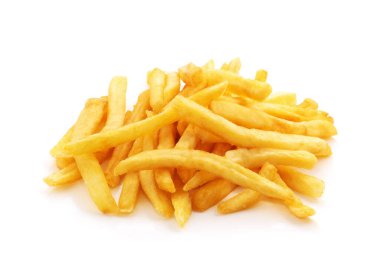 İzole edilmiş beyaz arkaplanda patates kızartması