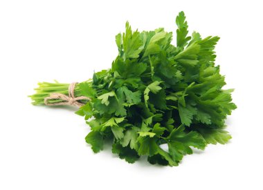 Beyaz arkaplanda taze maydanoz