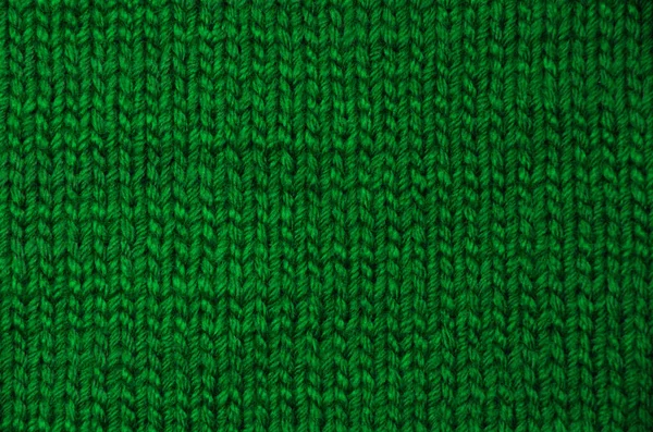 Tekstura Dzianiny Wełnianej Tkaniny Zielony — Zdjęcie stockowe