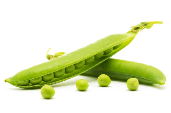Fresh Green Peas Isolated White Background — Stock Photo, Image