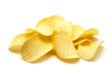 Patates cipsi izole edilmiş beyaz arkaplan.