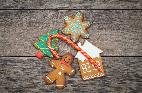 Gingerbread Cookies Wooden Background — Stock Photo, Image