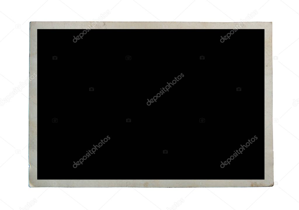 Blank old photo isolated on white