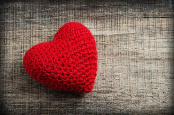 Corazón Amor Sobre Fondo Textura Madera Concepto Tarjeta San Valentín — Foto de Stock