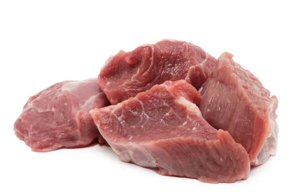 Rohes Fleisch Isoliert Auf Weiß — Stockfoto