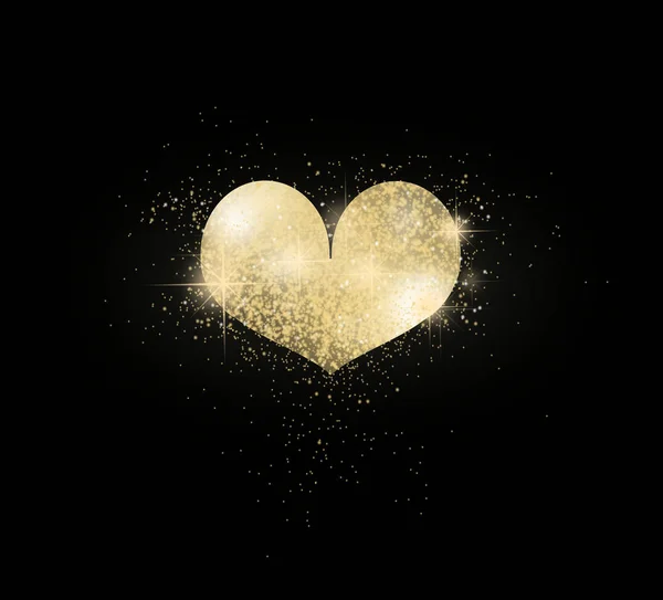 Golden heart on black background — Stock Photo, Image