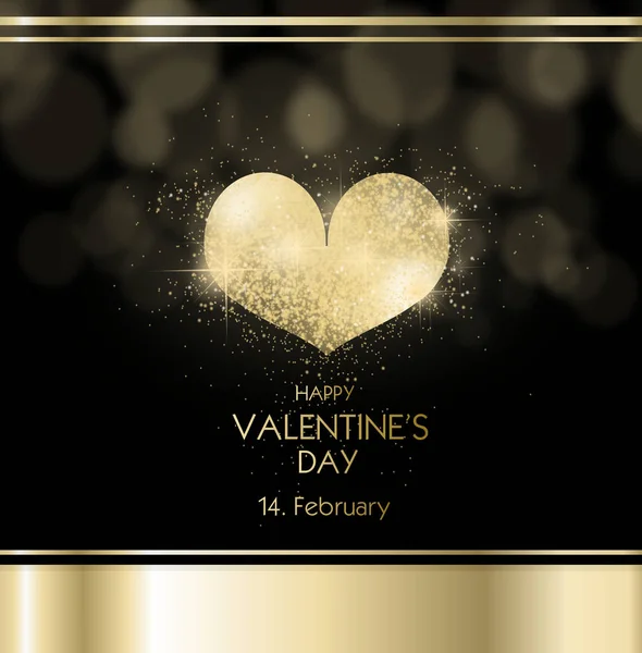 Valentine's day with golden heart — Stock Photo, Image