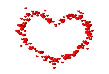 Küçük kırmızı kalpler kalp set