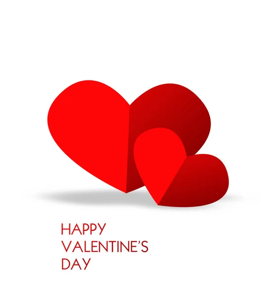 Valentine's greeting card with two red hearts — Stock Photo, Image