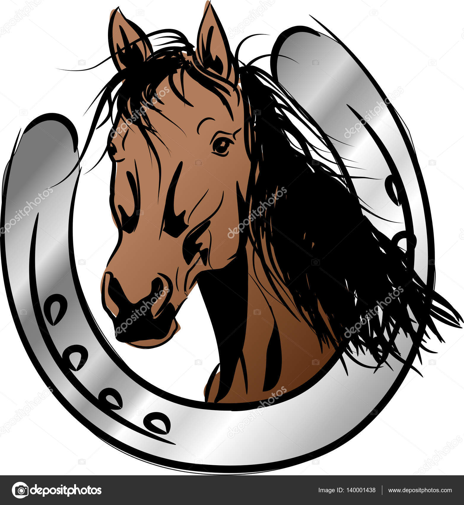 Cheval brun avec fer à cheval — Illustration de stock par ©sidliks -  140001438, image size:1564x1700