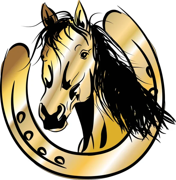 Golden horse z Podkowa — Zdjęcie stockowe