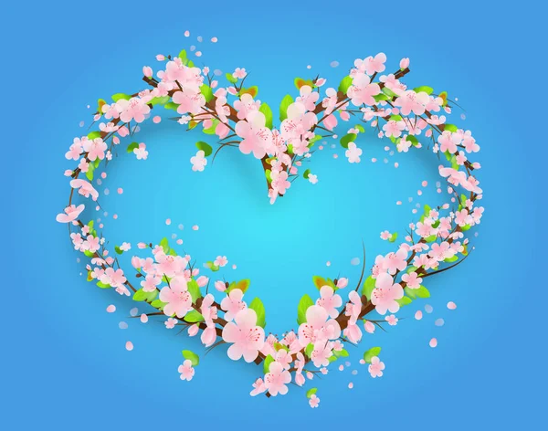 Blossom heart on blue background — Stock Photo, Image