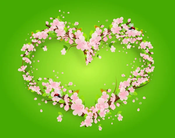 Coração de flor no fundo verde — Fotografia de Stock