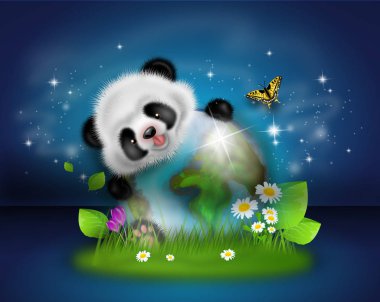 Dünya dekorasyonu ile Panda