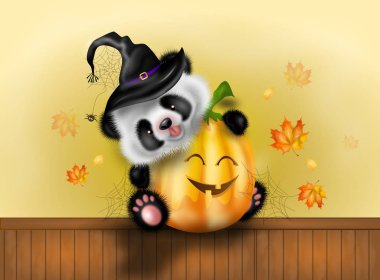 Ayı panda Cadılar Bayramı çizimi