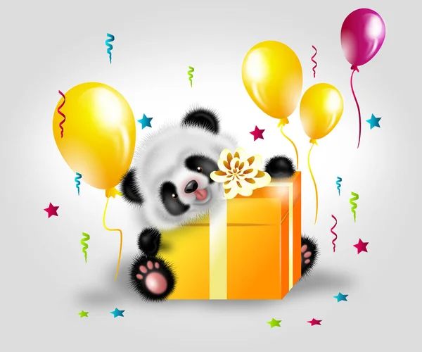 Ayı Panda hediye ile — Stok fotoğraf