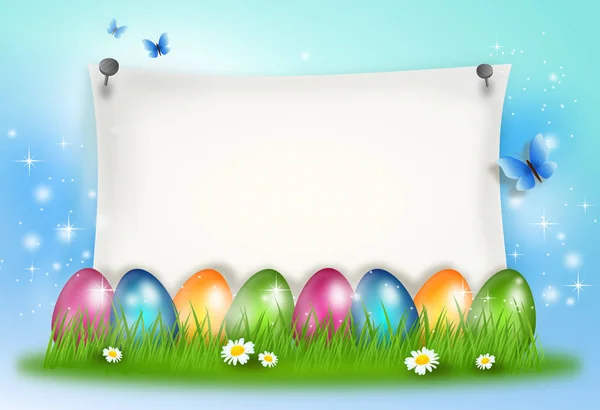 Pasen achtergrond met heldere kleurrijke eieren — Stockfoto