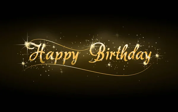 Happy Birthday golden shining greeting card — Stock Photo, Image