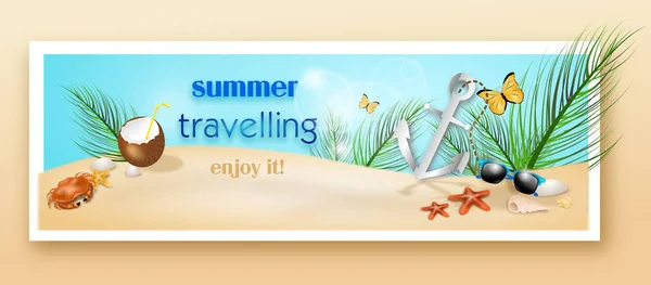 Summer banner "summer travelling" — Stock Photo, Image