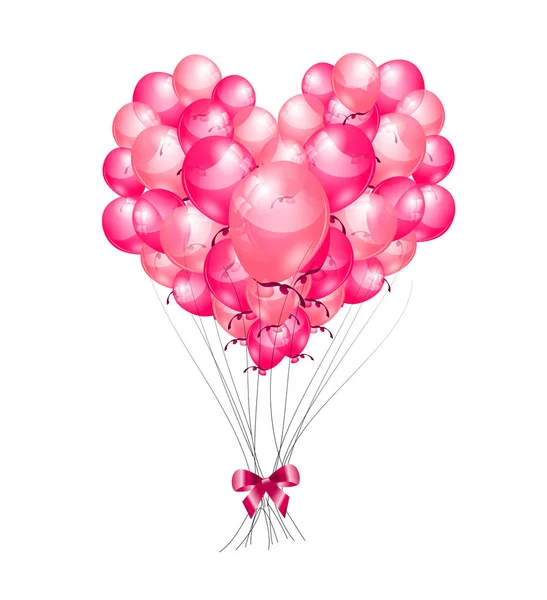 Hjärtat uppsättning rosa födelsedag ballonger — Stockfoto