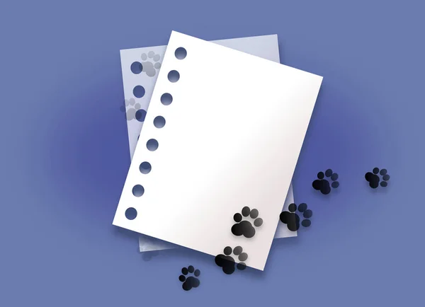 Black dog paws on paper background — Stock Photo, Image